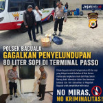 Polsek Baguala Gagalkan Penyelundupan 80 Liter Sopi di Terminal Passo